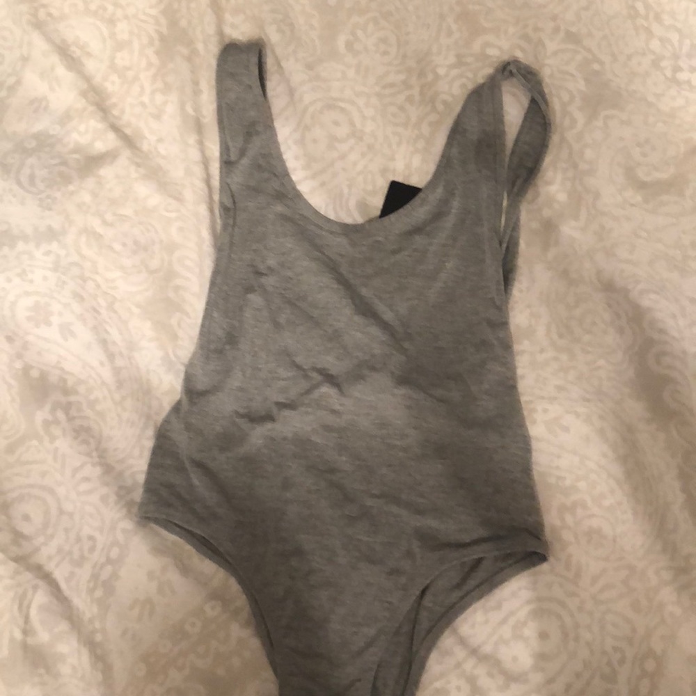 Gray Low Back Bodysuit